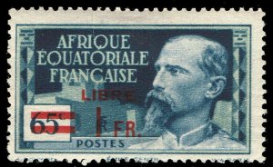 French Equatorial Africa #127  Unused MOG - 1Fr on 65c Emil Gentil (1940)