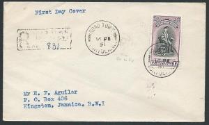 VIRGIN IS 1951 Registered cover to Jamaica - date officially changed.......46884