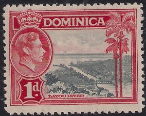 Dominica 1938 - 47 KGV1 1d Layou River MM SG 100 ( D989 )