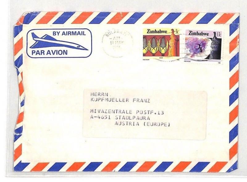 CA322 1986 Zimbabwe Airmail Cover MISSIONARY VEHICLES PTS