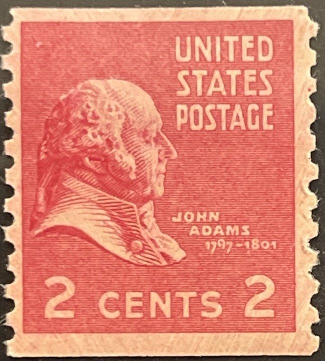 Scott #841 1939 2¢ Presidential Series John Adams perf. 10 vert. unused hinged