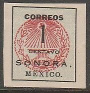 MEXICO 405, 1¢ SONORA ANVIL SEAL, LIHTLY HINGED, NG (AS ISSUED). VF