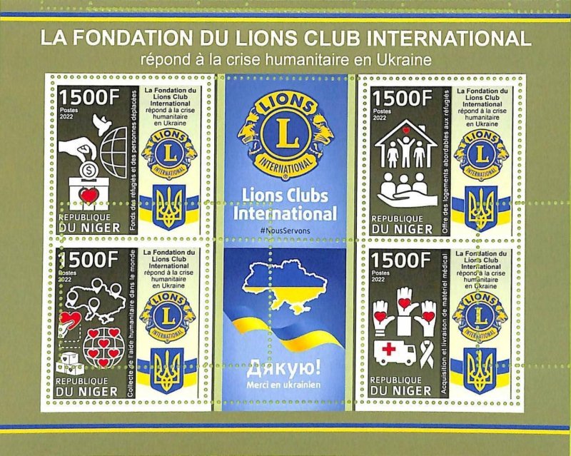 A9147 - NIGER - MISPERF ERROR Stamp Sheet - 2022 - Lions Club Internationals-