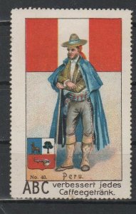 Aecht Brand Flags & Costumes of the World Collection Stamp No. 40 Peru MNG -AL