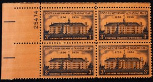 U.S. Mint Stamp Scott #1083 3c Nassau Hall Plate # Block, Superb Jumbo. NH.