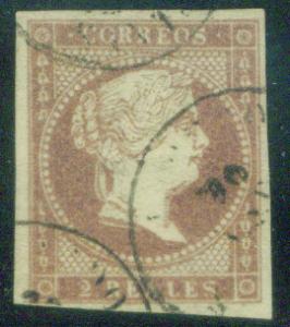 SPAIN Scott 47 used 4 margin 1856 stamp with a circular d...