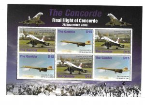 Gambia 2006 Airplane Concorde Sheet Sc 3043-3044 MNH C13