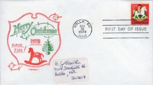 Artopages Embossed Cachet FDC for the 1978 Hobby Horse Christmas Stamp
