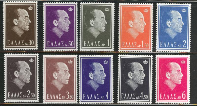 GREECE Scott 778-787 MNH** 1964 King Paul I set