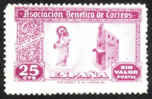 25c, Spain, Charity stamp, MH