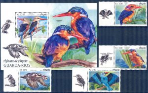 Angola 2018 Birds Kingfishers Set of 4 + S/S MNH