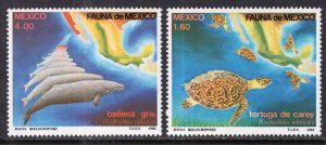 Mexico 1281-1282 Whales Turtle MNH VF