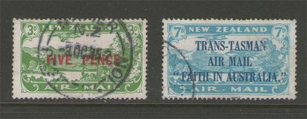 New Zealand 1931 airmail SG 551 & 1934 SG 554 