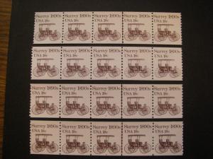 Scott 1907, 18c Surrey, 16 of 18 PNC5 Strips, MNH Transportation Beauties