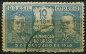 Brazil Sc#342 Used, 10r+10r lt bl, Revolution of 1930 (1931)