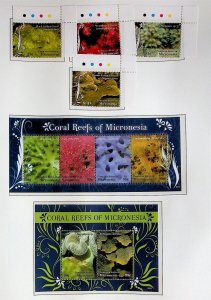 MICRONESIA Sc 834-9 NH SET+2S/S OF 2009 - SEA LIFE - CORALS - (JO23)