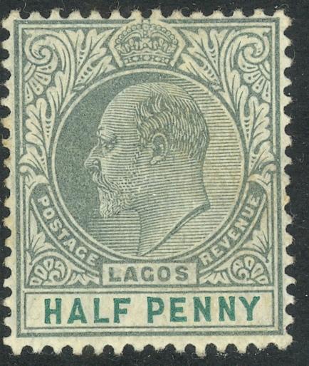 LAGOS 1904-05 KEDVII 1/2d Green & Blue Green Scott No. 50 MH