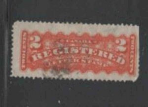 CANADA #F1 1875 2c REGISTERED MAIL F-VF USED b