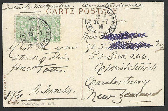 MONACO 1916 postcard (Casino) to New Zealand...............................49464