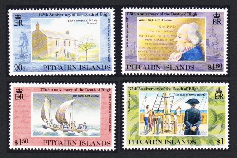 Pitcairn 175th Death Anniversary of William Bligh 4v SG#422-425 SC#375-378
