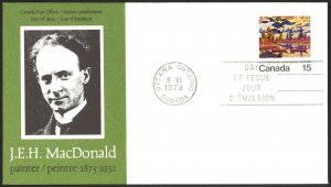 Canada Sc# 617 FDC single 1973 06.08 J.E.H. MacDonald