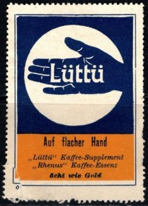 Vintage Germany Poster Stamp Lüttü Coffee Supplement On The Flat Hand