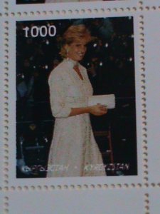 KYRGYZSTAN STAMP: 1997- PRINCE DIANA- WITH HOLDING HANDBAG -MINT NH MINI  SHEET