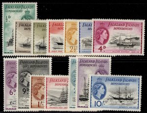 FALKLAND ISLANDS - Dependencies QEII SG G26-G39, SHORT SET, M MINT. Cat £180.