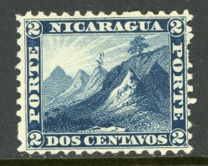 Nicaragua 1862 Momotombo  2¢ Blue First Issue Maxwell #1 Mint K639 ⭐