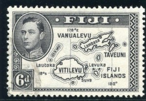 Fiji 1944 KGVI 6d violet-black (p13½ - Die II) very fine used. SG 261a.
