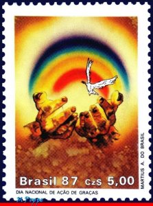 2116 BRAZIL 1987 THANKSGIVING, BIRD, DOVE, RELIGION, RHM C-1567, MNH