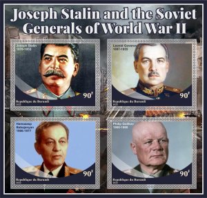 Stamps. Joseph Stalin and the Generals  2022 year 1+1 sheets perf Burundi