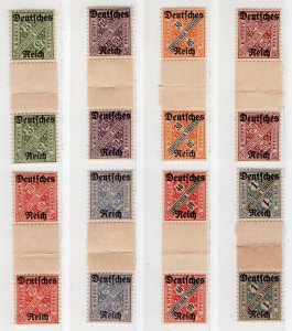 GERMANY REICH 1920 RARE OFFICIAL SET SCOTT O176-O183 GUTTER PAIRS PERFECT MNH