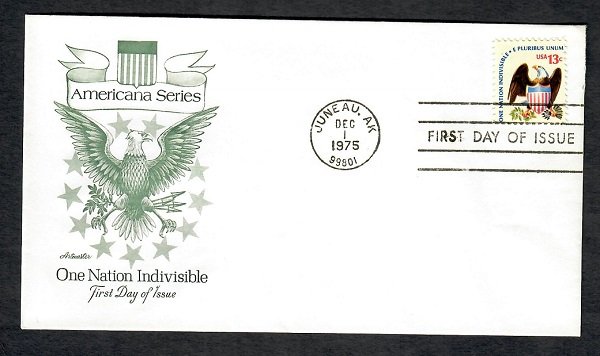 1596 Eagle and Shield Unaddressed Artmaster FDC