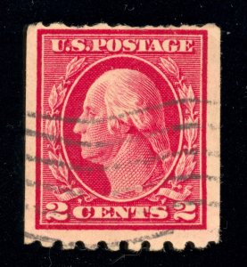 US Scott 411 Used 2c Carmine Horiz Coil George Washington, Type I Lot T324