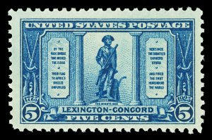 Scott 619 1925 5c Lexington-Concord Issue Mint F-VF OG NH Cat $26