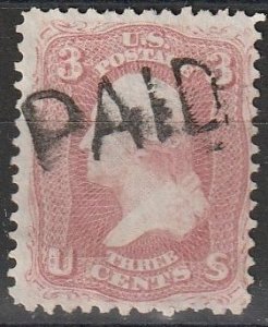 United States #65 Used,  PAID Cancel, Clean Back (~0091k)