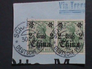 ​GERMANY-OFFICE IN CHINA-1905 SC#338-CUT SQUARE 117 YEARS OLD VERY FINE STAMP