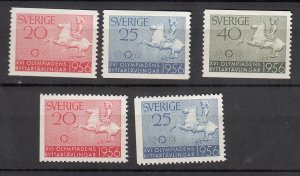 J25651 JLstamps 1956 sweden set mh #487-91 horses