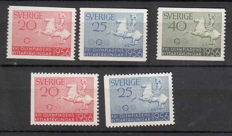 J25651 JLstamps 1956 sweden set mh #487-91 horses