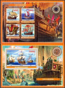 Burkina Faso 2019 Tall Ships ( I ) Sheet + S/S MNH