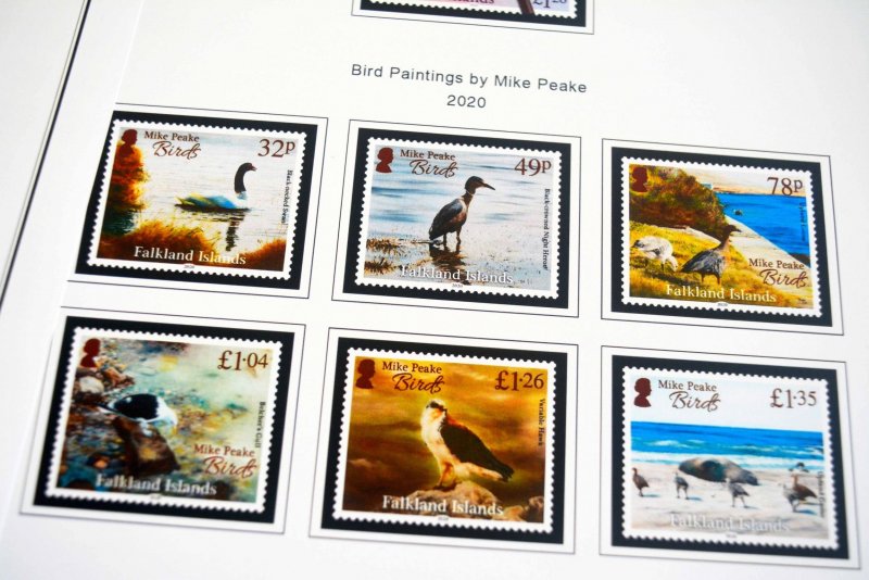 COLOR PRINTED FALKLAND ISLANDS 2011-2020 STAMP ALBUM PAGES (36 illustr. pages)