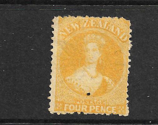 NEW ZEALAND 1865  4d  YELLOW   FFQ  MNG  P12 1/2    CP A4B2   SG 120 CHALON