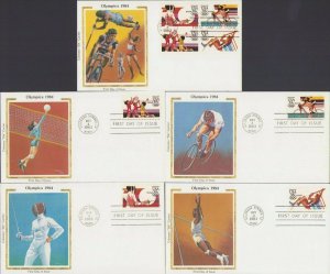 1984 Olympics FDC #C109-C112 35¢ Airmail Colorano Silk Cachet Unaddressed