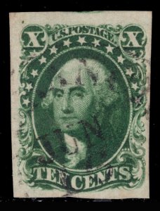 MOMEN: US STAMPS #14 VAR. PLATE CRACK LL 75R1 USED VF+ PF CERT LOT #86039