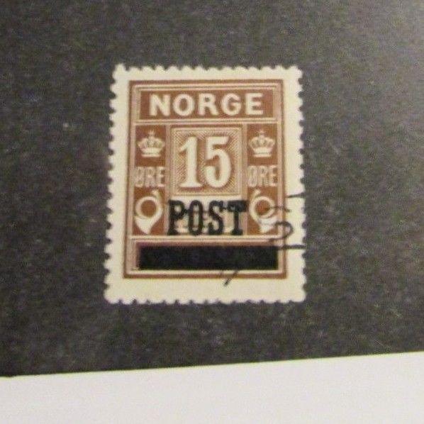 NORWAY Scott 138 Post overprint, crown & horn  Θ used, 15 post  fine + 102 card