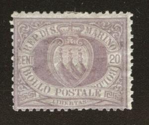 San Marino Scott 12 MH* 1895 Lilac stamp CV$11