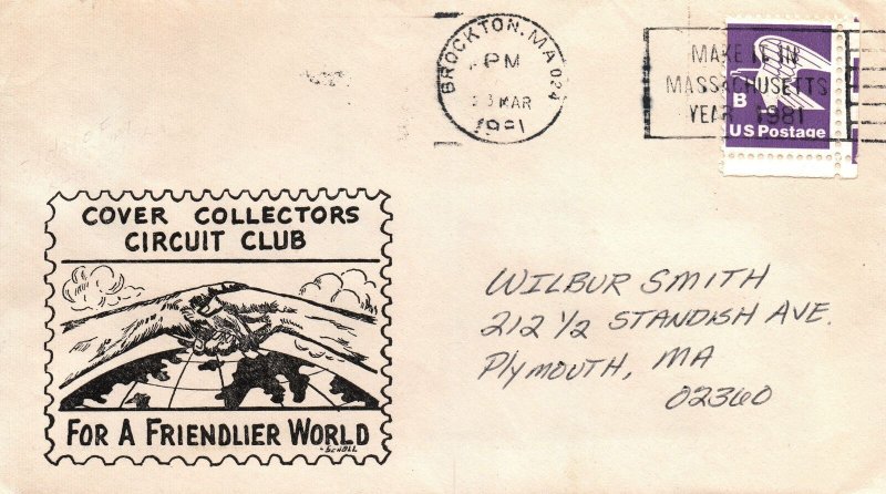 COVER COLLECTORS CIRCUIT CLUB FOR A FRIENDLIER WORLD CACHET EVENT COVER 1981