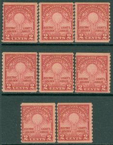 EDW1949SELL : USA 1929 Scott #656 Coil singles. 8 stamps. All Fresh MNH Cat $168