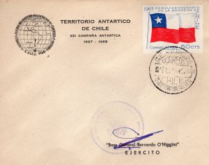 Chile 1968 ANTARCTIC BASE GENERAL BERNARDO O'HIGGINS  SIGNED POSTAL HISTORY